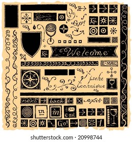 wine web elements typography and icons black on orange background