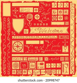 wine web elements typography and icons red on orange background