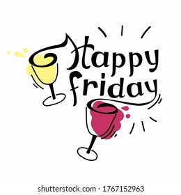 Wine weekend vector graphics sketch lettering