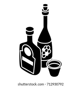 Wine, whiskey bottle icon. Simple illustration of wine, whiskey bottle vector icon for web design isolated on white background