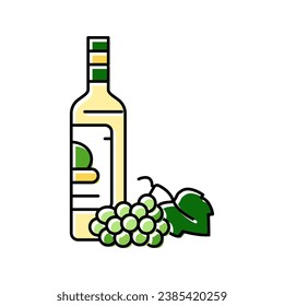 wine white grapes bottle color icon vector. wine white grapes bottle sign. isolated symbol illustration
