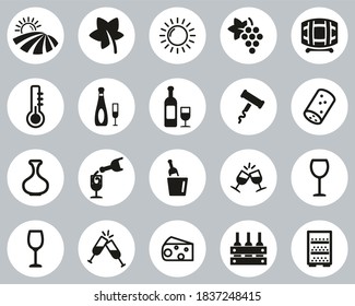Wine Or Winery Icons Black & White Flat Design Circle Set Big