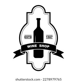wine, winery logo or icon, emblem, label for menu design restaurant or cafe, lettering vector illustration