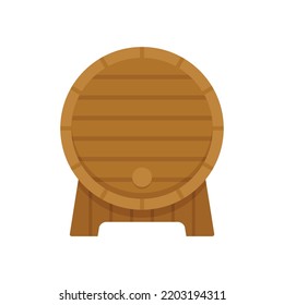 Wine wood barrel icon. Flat illustration of wine wood barrel vector icon isolated on white background