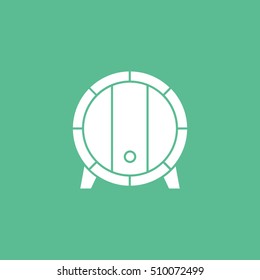 Wine Wooden Barrel Flat Icon On Green Background