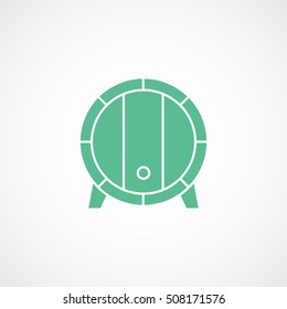 Wine Wooden Barrel Green Flat Icon On White Background