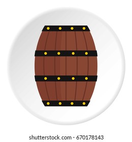 Wine wooden barrel icon in flat circle isolated vector illustration for web