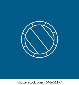 Wine Wooden Barrel Line Icon On Blue Background