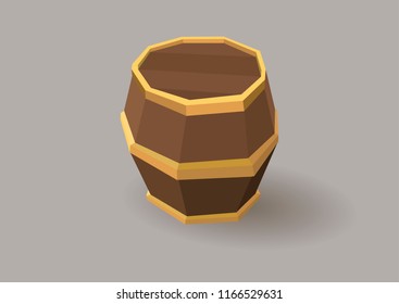 Wine Wooden Barrel Low Poly