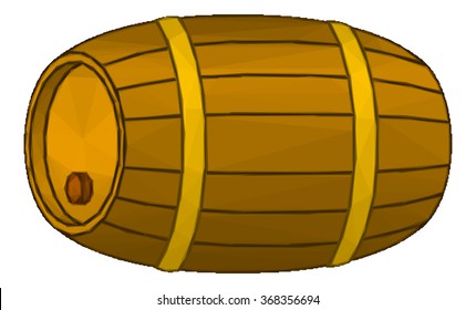 Wine Wooden Barrel Low Poly