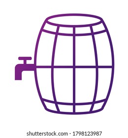 wine wooden barrel with tap gradient style icon vector illustration design
