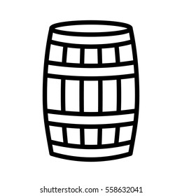 Wine wooden oak barrel, cask or tun line art vector icon for apps and websites