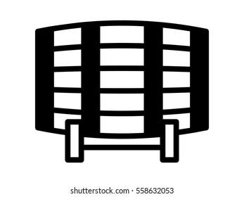 Wine wooden oak barrel, cask or tun on a stand flat vector icon for apps and websites