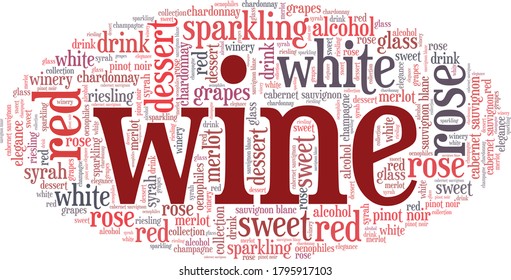 Wine word cloud isolated on a white background.