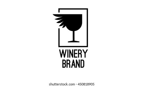 Wine world vector logo template. Winery brand identity, glass bird sign.