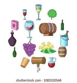 Wine yard icons set. Cartoon illustration of 16 wine yard vector icons for web