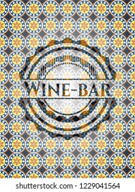 Wine-bar arabesque emblem background. arabic decoration.
