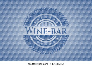 Wine-bar blue hexagon emblem. Vector Illustration. Detailed.