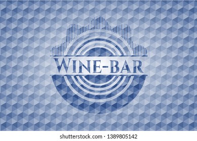 Wine-bar blue polygonal emblem. Vector Illustration. Detailed.