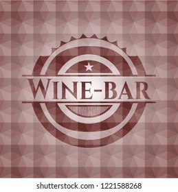 Wine-bar red geometric pattern emblem. Seamless.