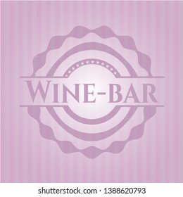 Wine-bar retro pink emblem. Vector Illustration. Detailed.