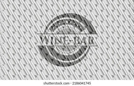 Wine-bar silver shiny emblem. Scales pattern. Vector Illustration. Detailed. 