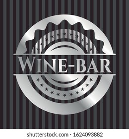 Wine-bar silvery emblem or badge. Vector Illustration. Mosaic.