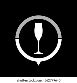 Wineglass  - black vector icon