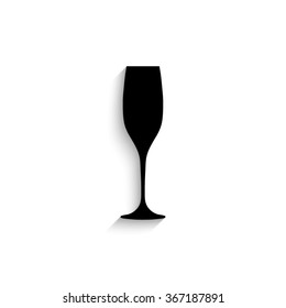 Wineglass - black vector  icon with shadow