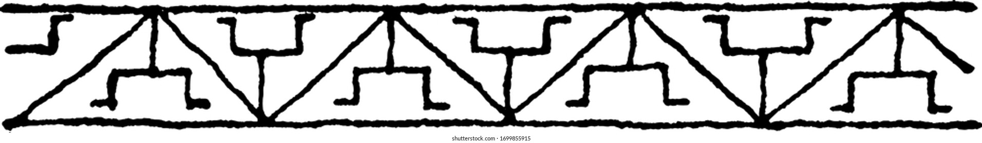 Wine-Glass Border the most common is the one in combination with the fish-bone design, it is especially common in the Kazaks and Shirvans, vintage line drawing or engraving.