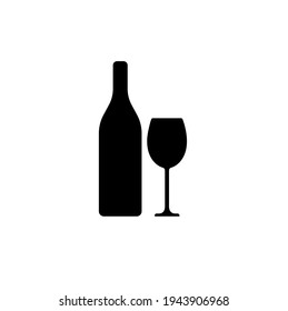 Wineglass and bottle simple icon vector illustration
