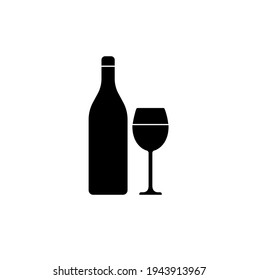 Wineglass and bottle simple icon vector illustration