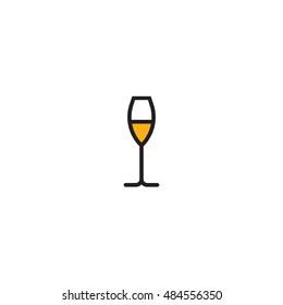 Wineglass, champagne glass vector icon, pictogram