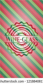 Wine-glass christmas colors style emblem.