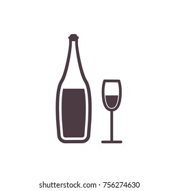 wineglass conception with wine bottle vector icon 