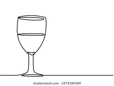 Wineglass continuous line drawing. Bar and restaurant concept. Vector illustration minimalist design hand drawn isolated on white background.