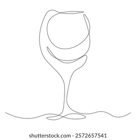 wineglass continuous line drawing. wineglass one line illustration