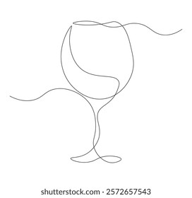 wineglass continuous line drawing. wineglass one line illustration