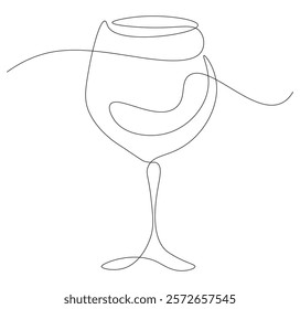 wineglass continuous line drawing. wineglass one line illustration