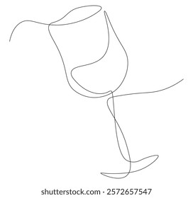 wineglass continuous line drawing. wineglass one line illustration