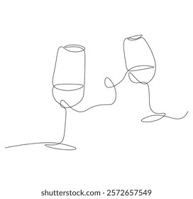 wineglass continuous line drawing. wineglass one line illustration