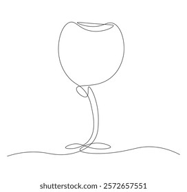 wineglass continuous line drawing. wineglass one line illustration