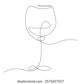 wineglass continuous line drawing. wineglass one line illustration