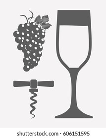 wineglass and corkscrew icon over light background. vector illustration