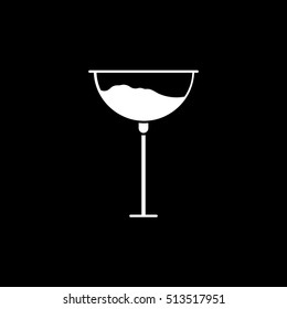 Wineglass Flat Icon On Black Background