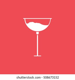 Wineglass Flat Icon On Red Background