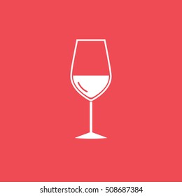 Wineglass Flat Icon On Red Background