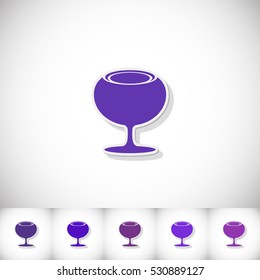 Wineglass. Flat sticker with shadow on white background. Vector illustration