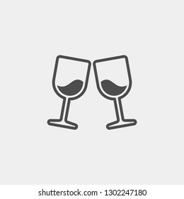 Wineglass flat vector icon. Drink flat vector icon