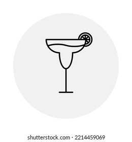 wineglass or goblet glass icon with lemon slice on white background. simple, line, silhouette and clean style. black and white. suitable for symbol, sign, icon or logo